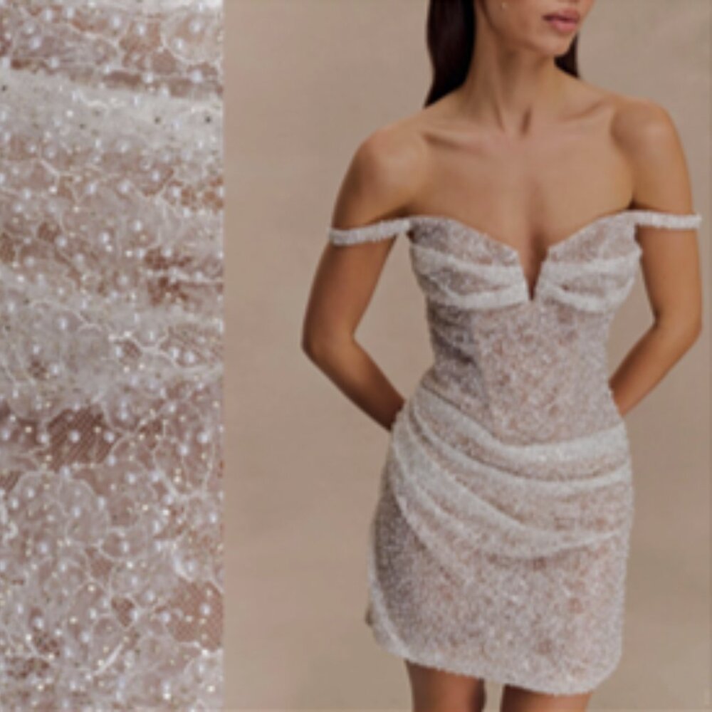 Meshki Connie Beaded Mini Dress - Nude